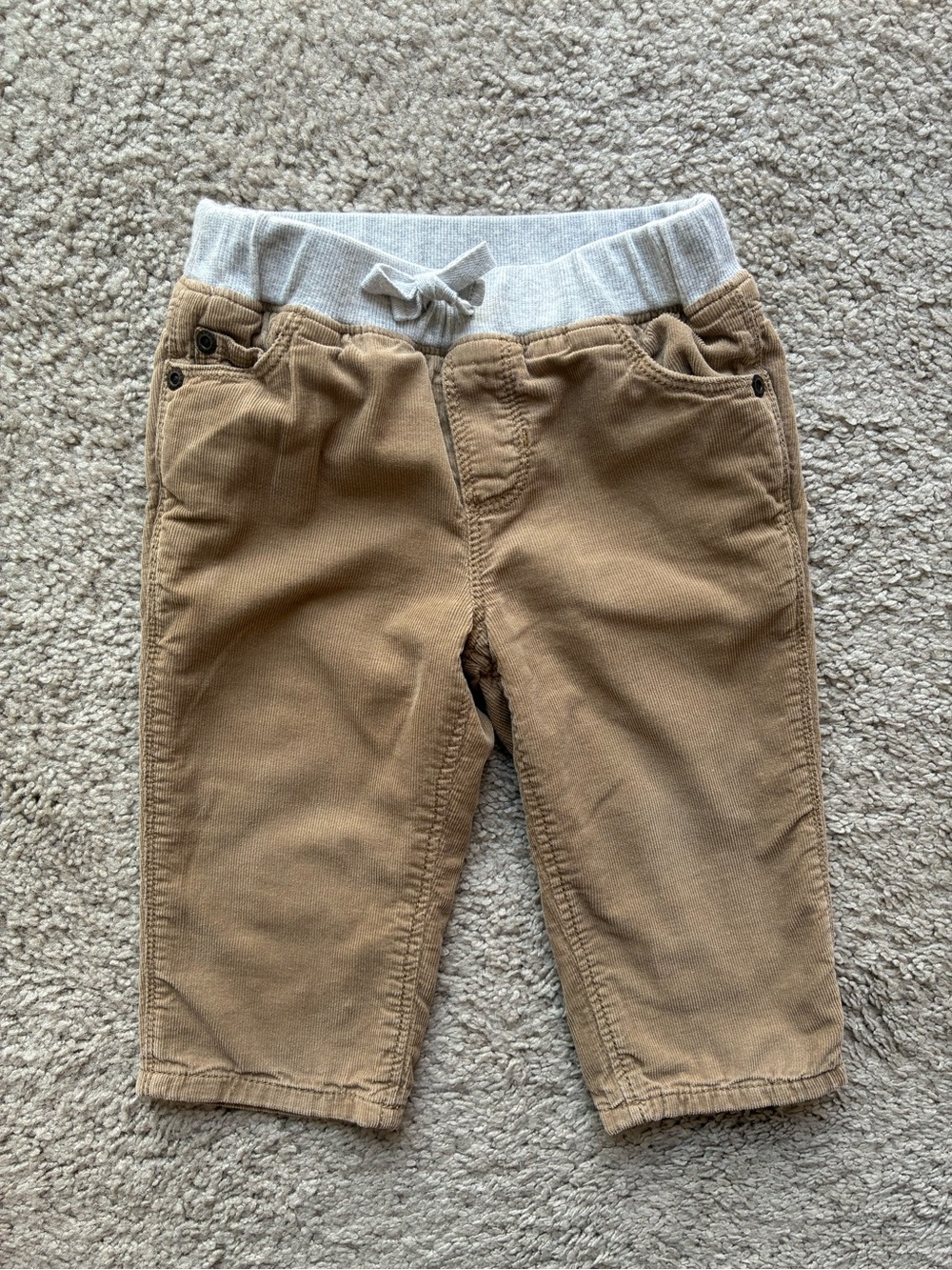 Tucker + Tate Light Gray and Light Brown Corduroy-Trim Toddler Pants